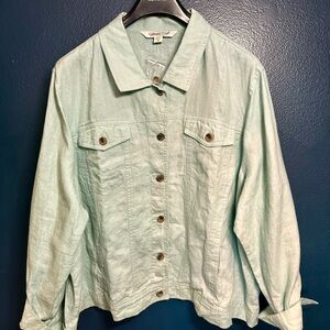 Coldwater Creek Mint Green linen jacket